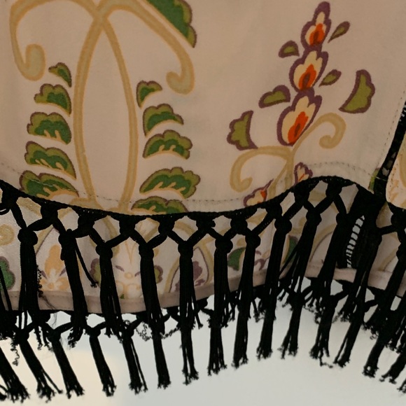 Anthropologie White Tunic with Black Fringe tapestry pattern XS NWOT - Picture 4 of 9